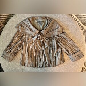 MARC JACOBS Large Olive Green 3/4 Sleeve Jacket Bow Detail Orig $495